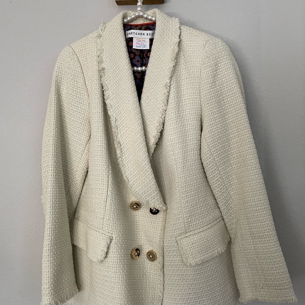Gretchen Scott Cream Woven Blazer - Picture 2 of 10
